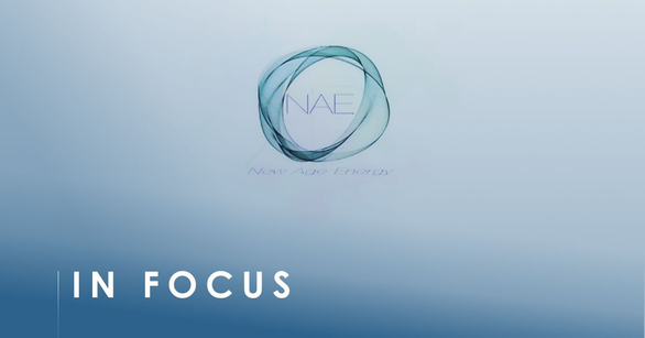 New Age Energy logo: the letters NAE inside a swirling blue ring on a pale background